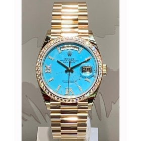 ロレックス デイデイト36 ベゼル/インデックスダイヤ/ターコイズ 128348RBR腕時計