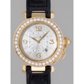 カルティエ パシャ WJ104951 32mmYGダイヤベゼル革 コピー 時計