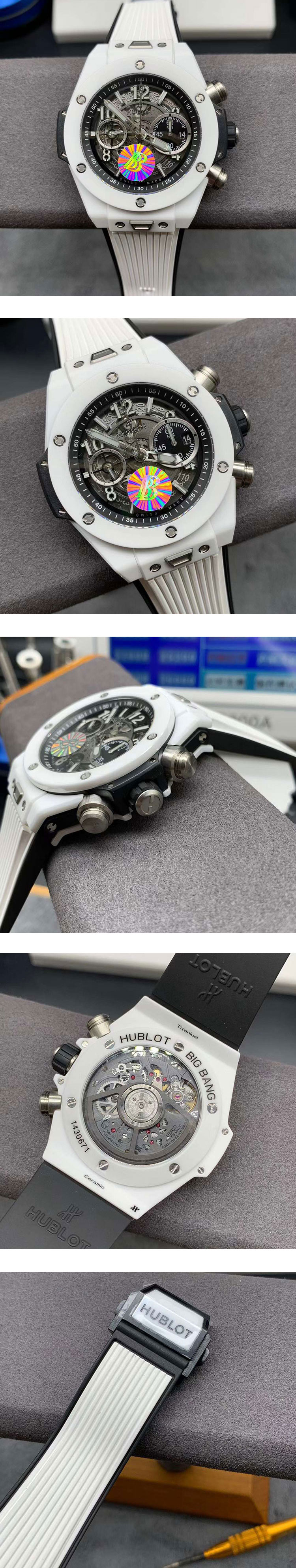 441.HX.1171.RXウブロコピー時計 高品質ビッグバン ウニコ 42mm ホワイトセラミック BBF製